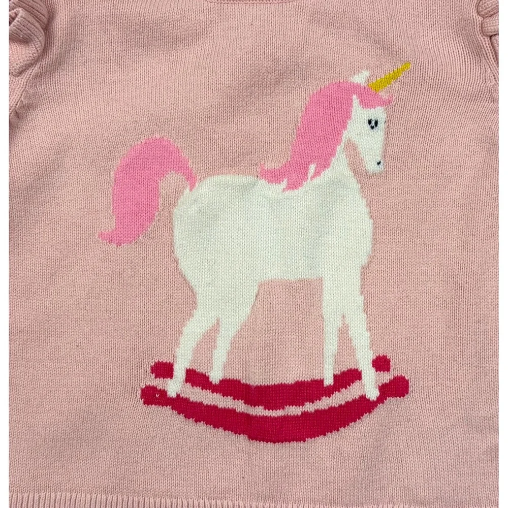 Baby Gap Sweater‎ Toddler Girls 18-24 Months Pink Ruffle Unicorn Knit